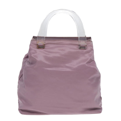 PRADA Hand Bag Nylon Pink Silver Auth ti1945