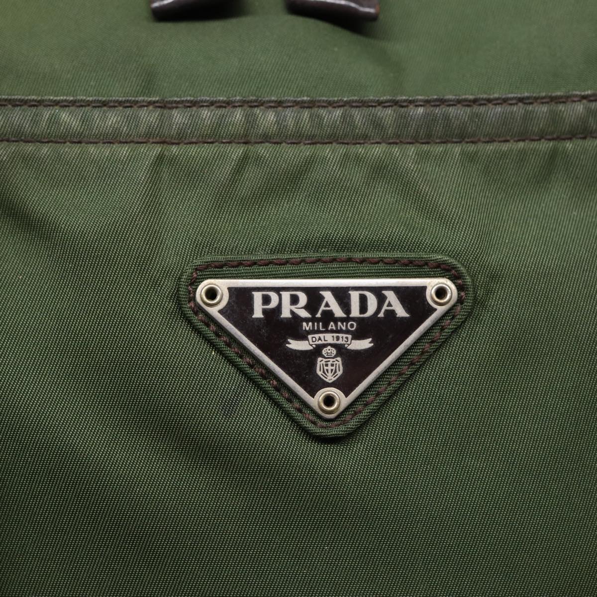 PRADA Tote Bag Nylon Khaki Brown Auth ti1953