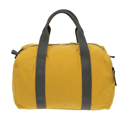 PRADA Sports Boston Bag Nylon Yellow Gray Silver Auth ti1954