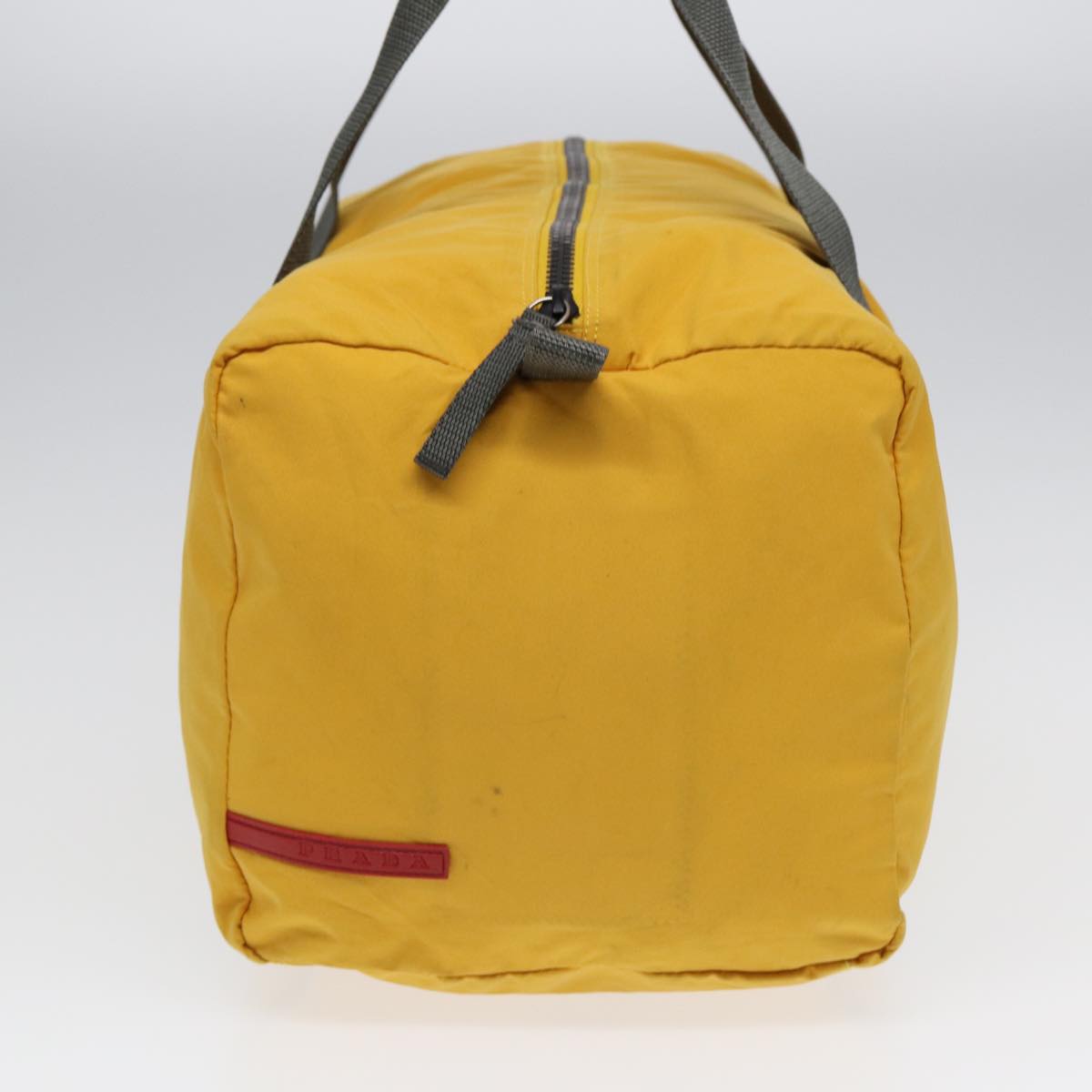 PRADA Sports Boston Bag Nylon Yellow Gray Silver Auth ti1954