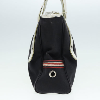 BURBERRY Blue Label Hand Bag Canvas Leather Black White Auth ti1969