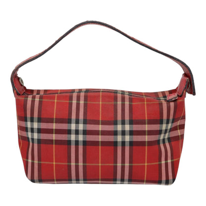 BURBERRY Nova Check Hand Bag Nylon Red Auth ti1985