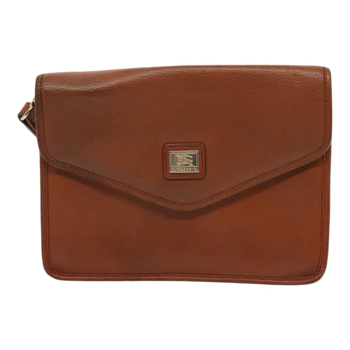 BURBERRYSs Clutch Bag Leather 2Set Brown Auth ti1987