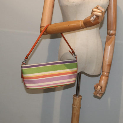 BURBERRY Nova Check Blue Label Hand Bag Canvas Orange Purple Auth ti1989