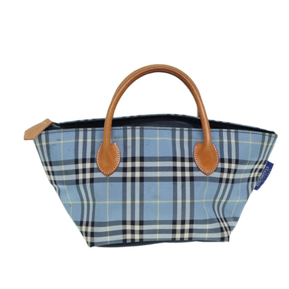 BURBERRYSs Nova Check Blue Label Hand Bag Nylon Blue Auth ti1991