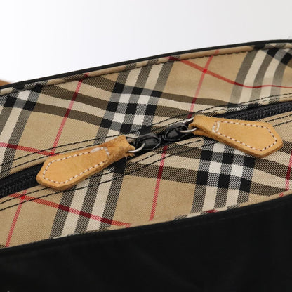 BURBERRYSs Nova Check Hand Bag Canvas 2Set Beige Black Auth ti1995