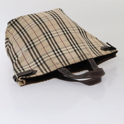 BURBERRYSs Nova Check Hand Bag Canvas 2Set Beige Black Auth ti1995