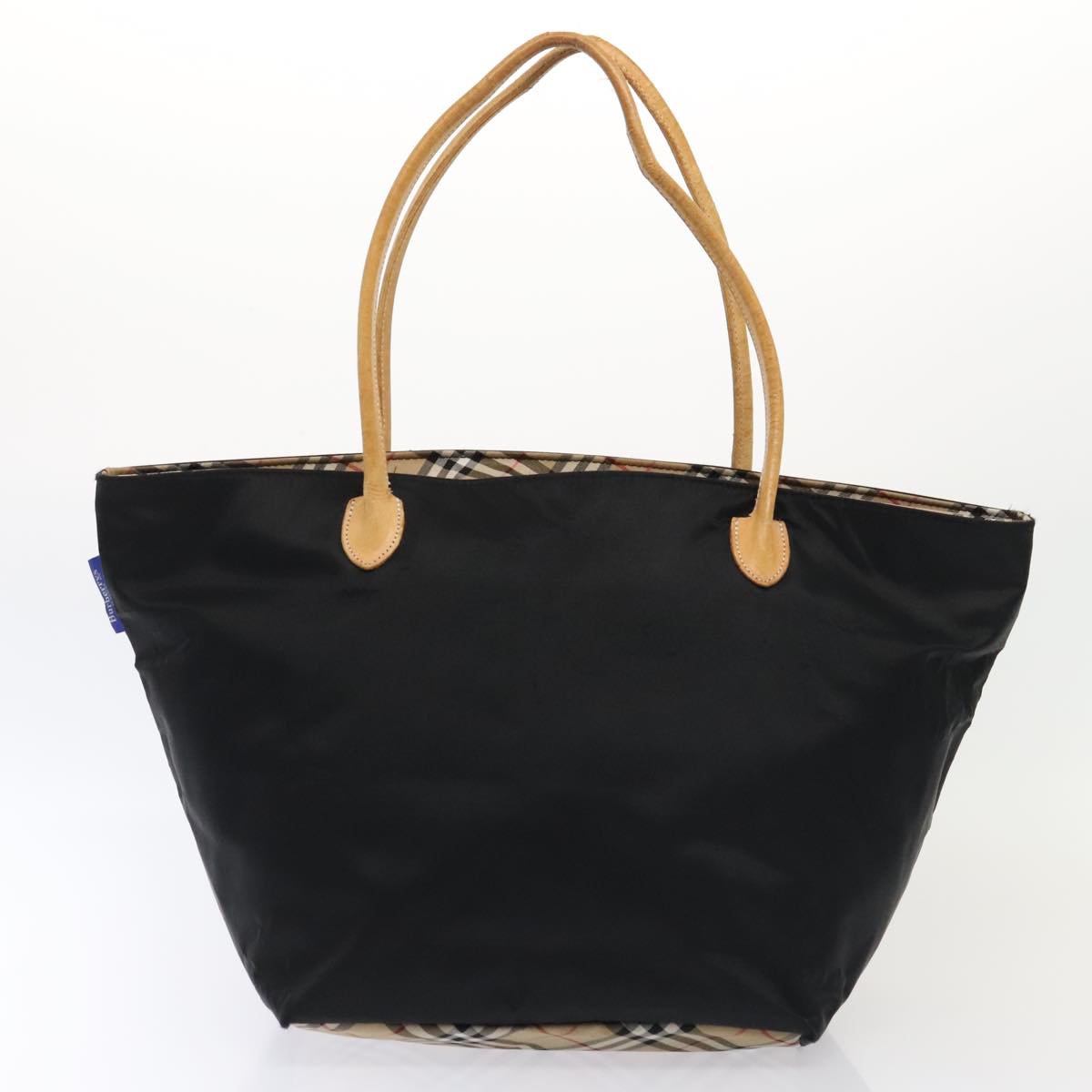 BURBERRYSs Nova Check Hand Bag Canvas 2Set Beige Black Auth ti1995