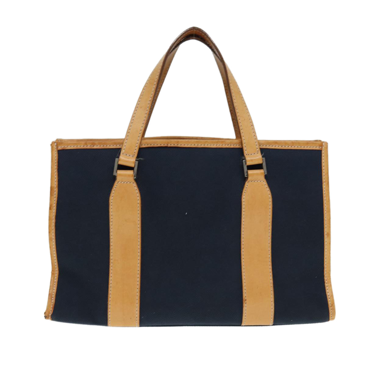 BURBERRY Nova Check Blue Label Hand Bag Canvas Navy Beige Auth ti2002