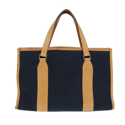 BURBERRY Nova Check Blue Label Hand Bag Canvas Navy Beige Auth ti2002