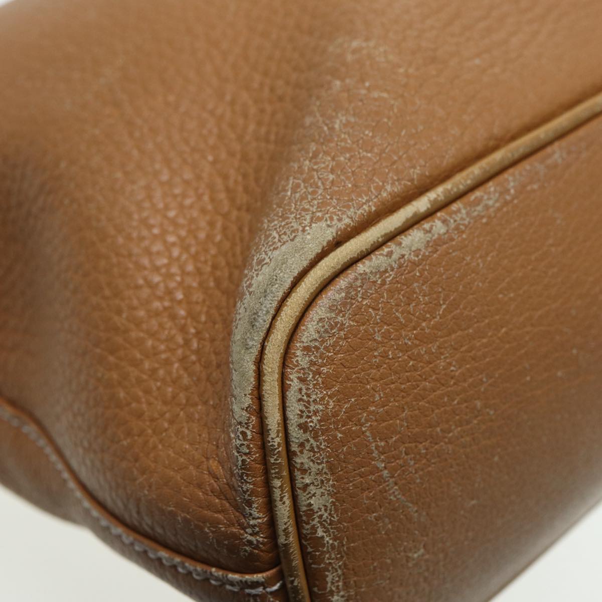 BURBERRYSs Hand Bag Leather Brown Silver Auth ti2003