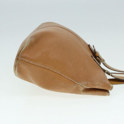 BURBERRYSs Hand Bag Leather Brown Silver Auth ti2003
