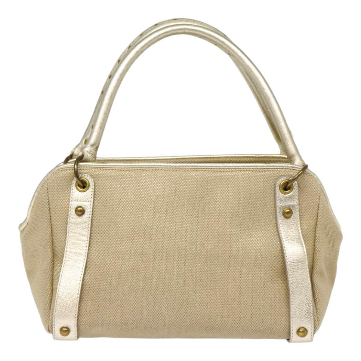 BURBERRY Blue Label Shoulder Bag Leather Beige Gold Auth ti2004