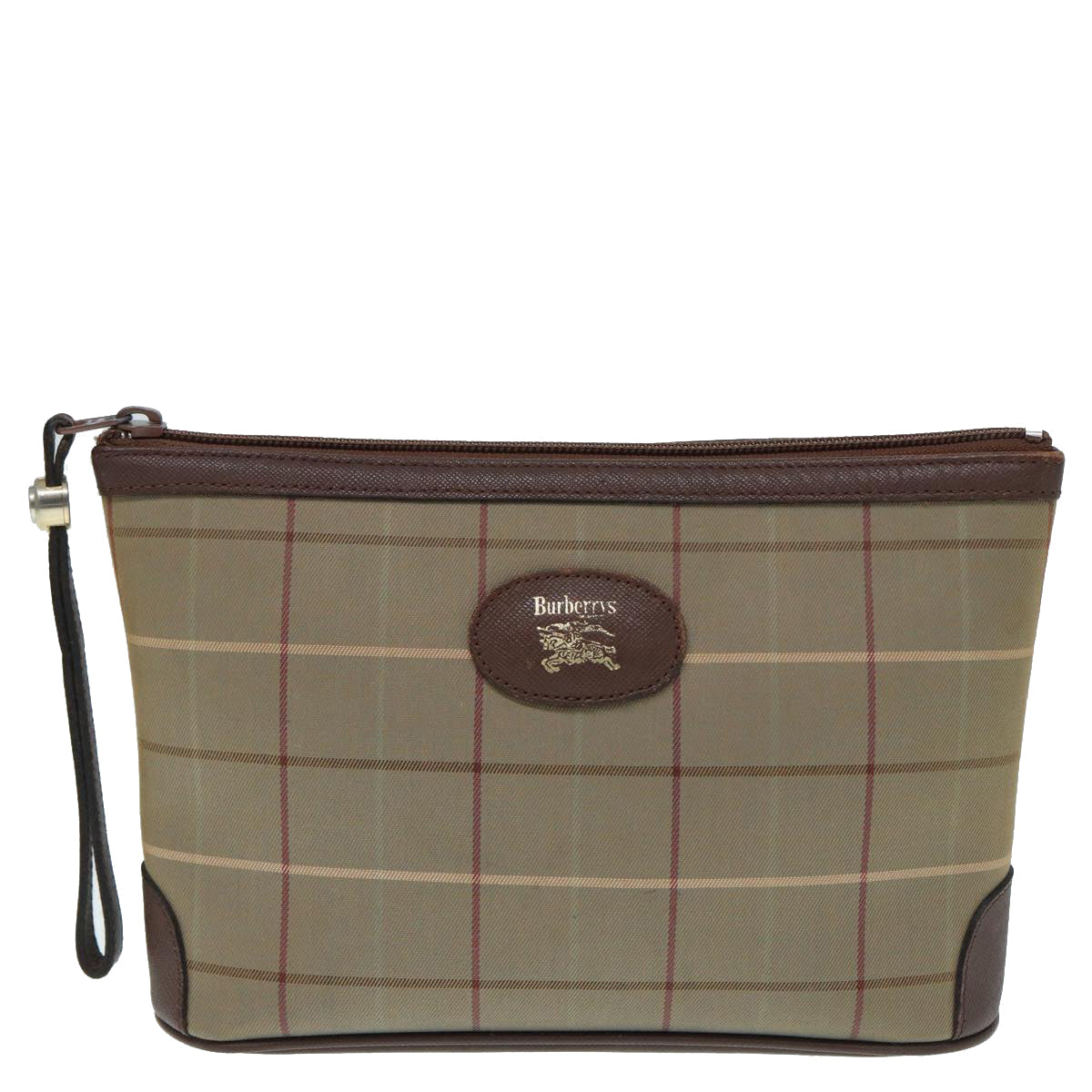 BURBERRYSs Nova Check Clutch Bag Canvas Beige Auth ti2016
