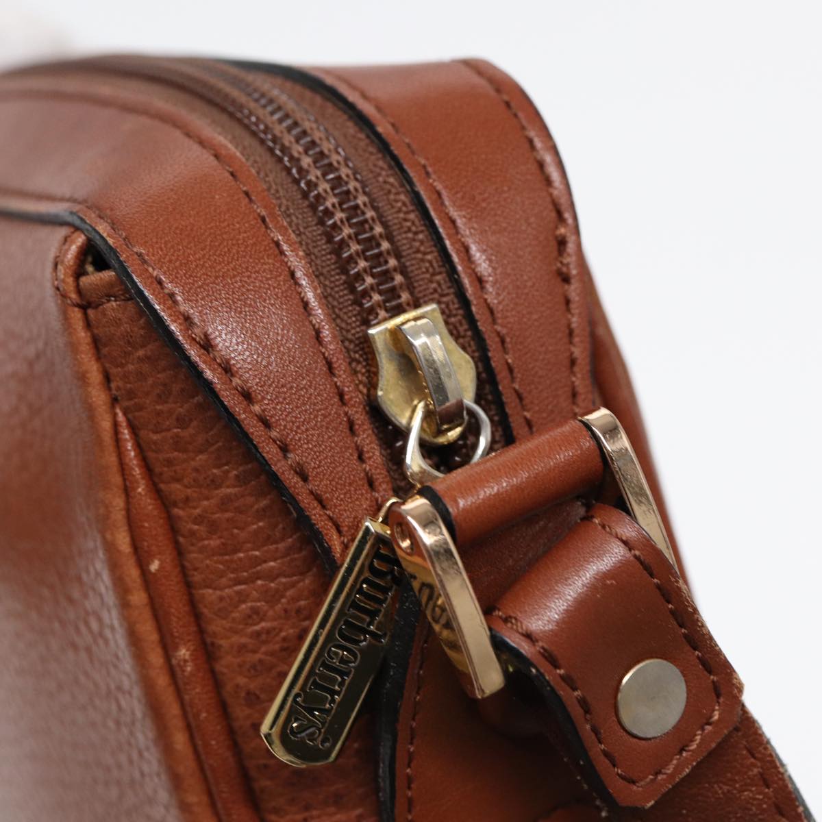 BURBERRYSs Shoulder Bag Leather Brown Gold Auth ti2030