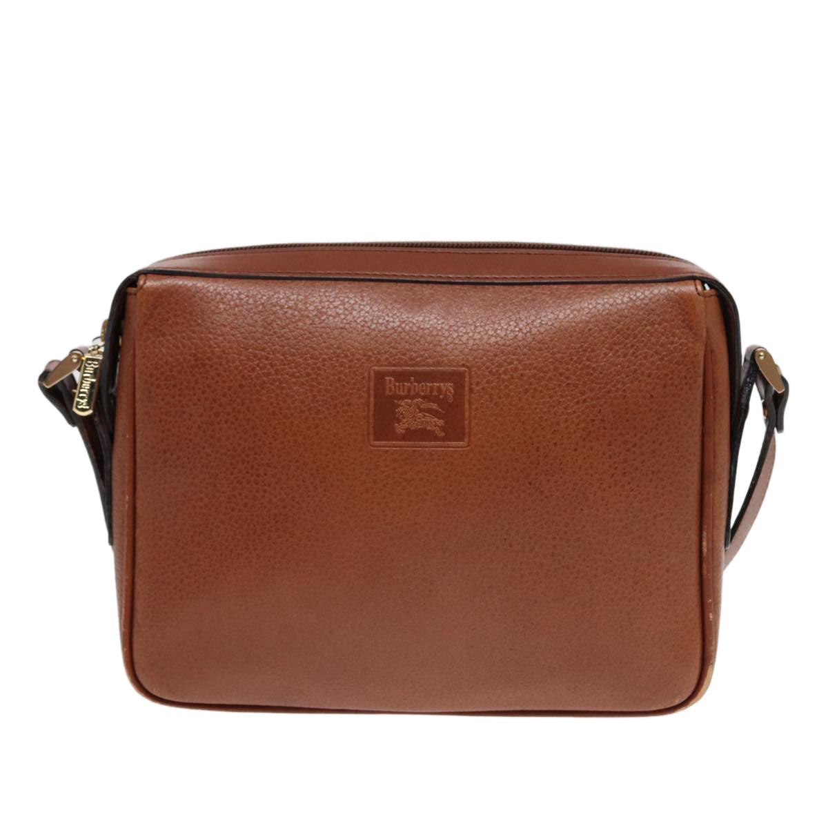 BURBERRYSs Shoulder Bag Leather Brown Gold Auth ti2030