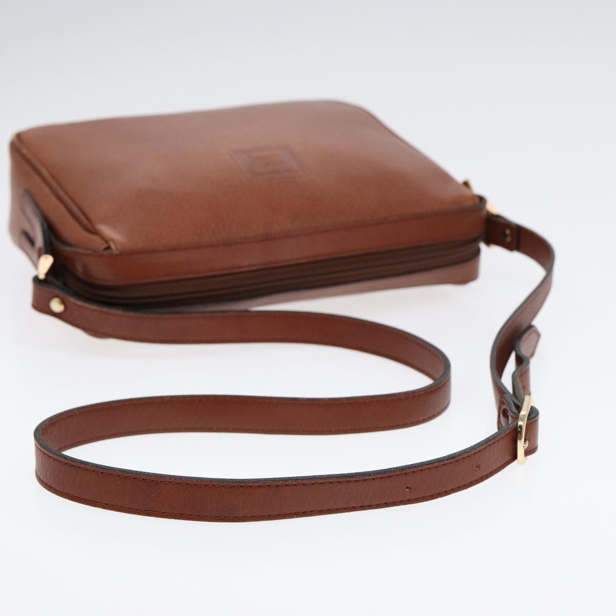 BURBERRYSs Shoulder Bag Leather Brown Gold Auth ti2030