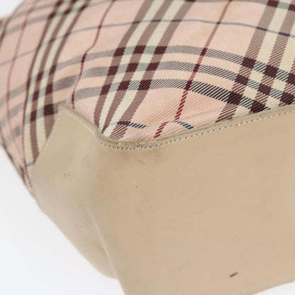 BURBERRY Nova Check Blue Label Tote Bag Nylon Beige Pink Silver Auth ti2039