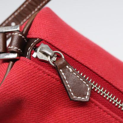 BURBERRY Blue Label Shoulder Bag Canvas Red Brown Silver Auth ti2048
