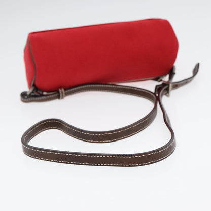 BURBERRY Blue Label Shoulder Bag Canvas Red Brown Silver Auth ti2048
