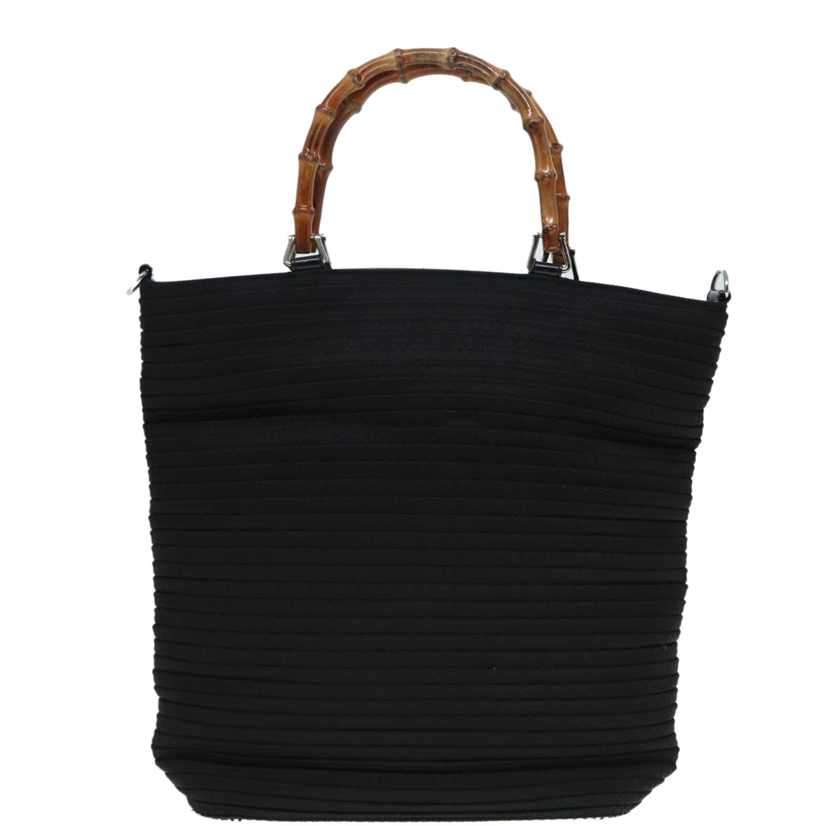 GUCCI Bamboo Shoulder Bag Nylon 2way Black 002 1998 0441 Auth ti2050