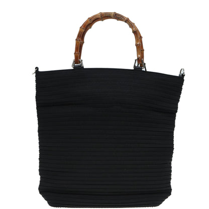 GUCCI Bamboo Shoulder Bag Nylon 2way Black 002 1998 0441 Auth ti2050