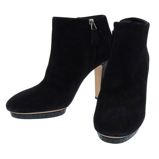 Chanel Suede Short Boots Black Logo 38C