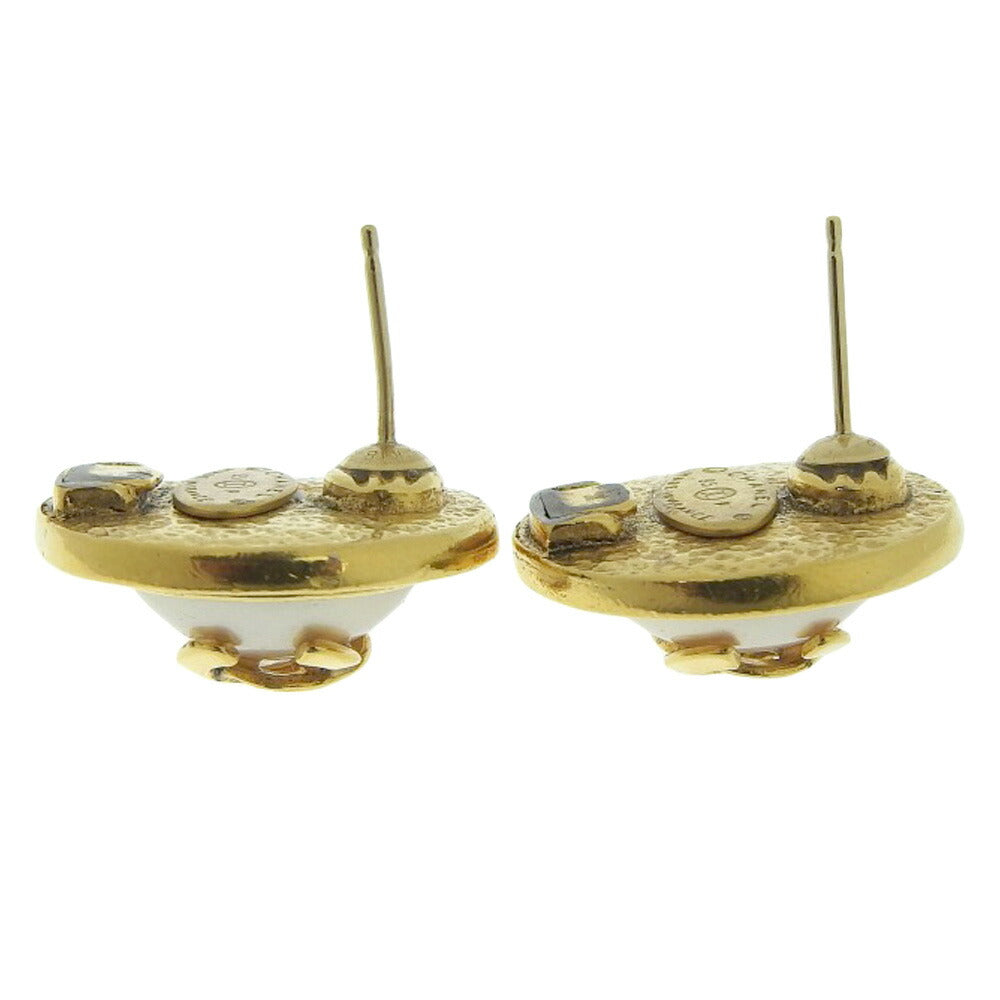 Chanel Coco Mark Earrings Imitation Pearl Vintage