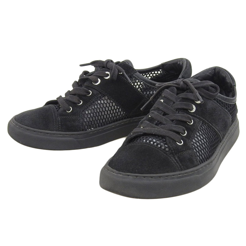Chanel Logo Mesh Sneakers Leather Suede Black