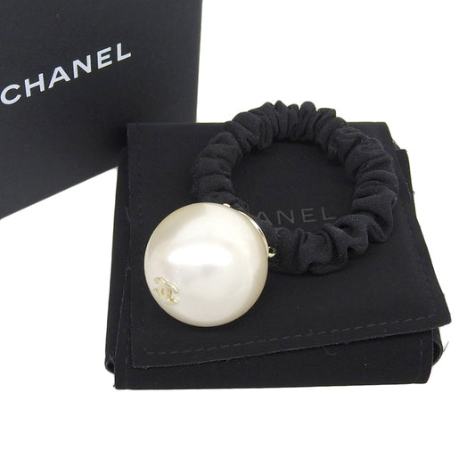 Chanel Hair Tie with Faux Pearl Logo