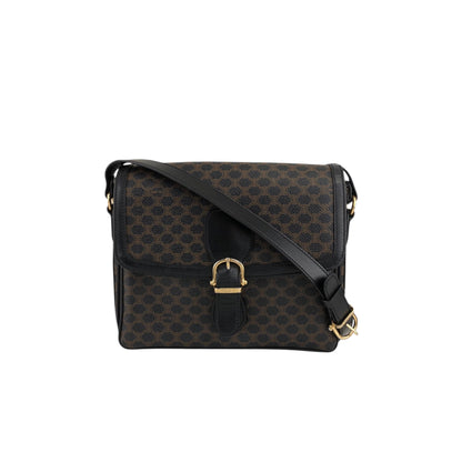 CELINE Macadam Front Buckle Shoulder bag Black Vintage 5wzcdj