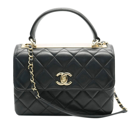 Chanel Black Quilted Lambskin Small Trendy CC Dual Handle New Bag