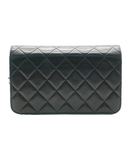 Vintage Black Quilted Lambskin Full Flap Wallet On Chain