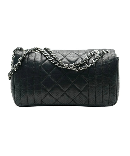 Black Perforated Calfskin Medium 50's Flap Bag