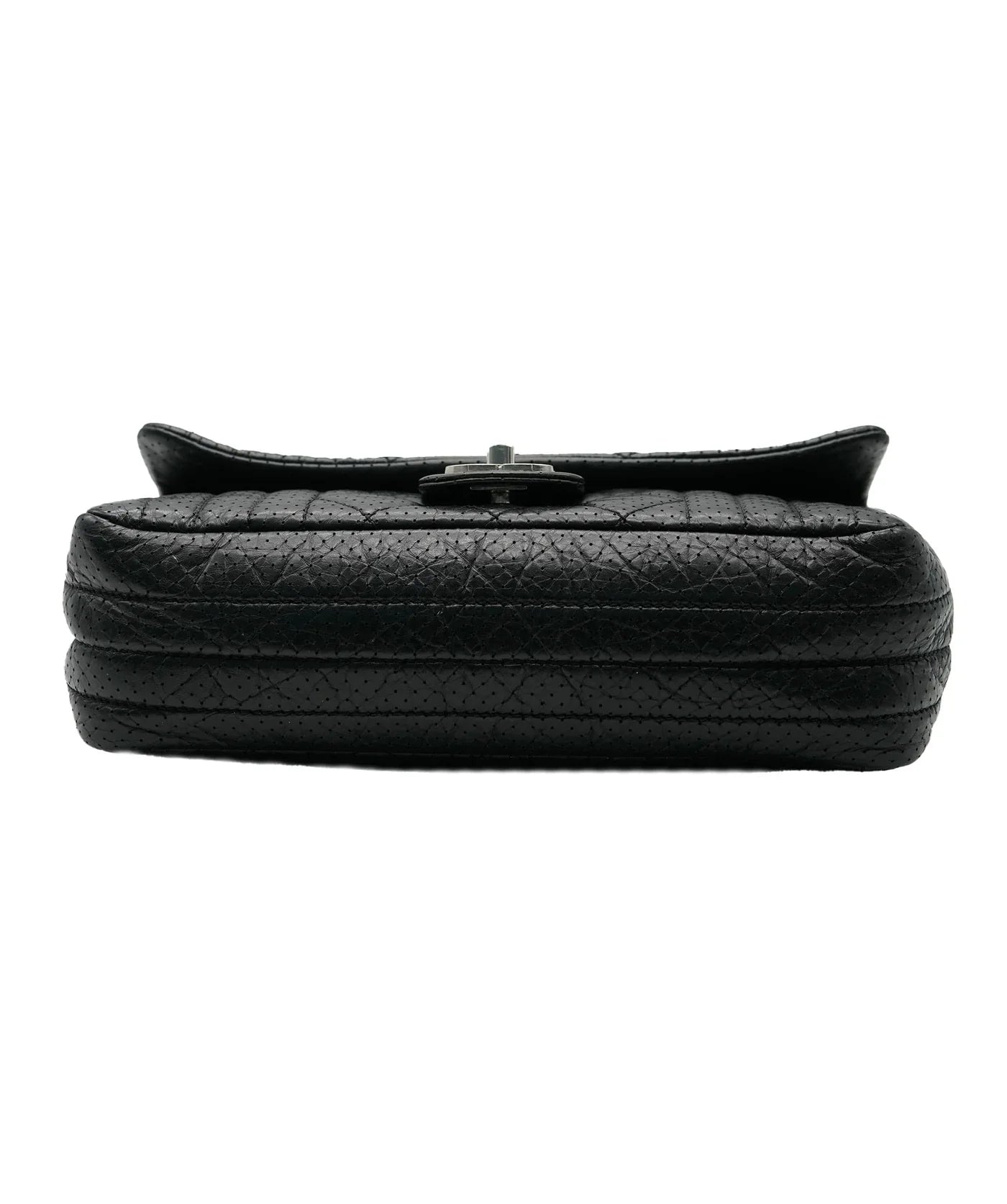 Black Perforated Calfskin Medium 50's Flap Bag