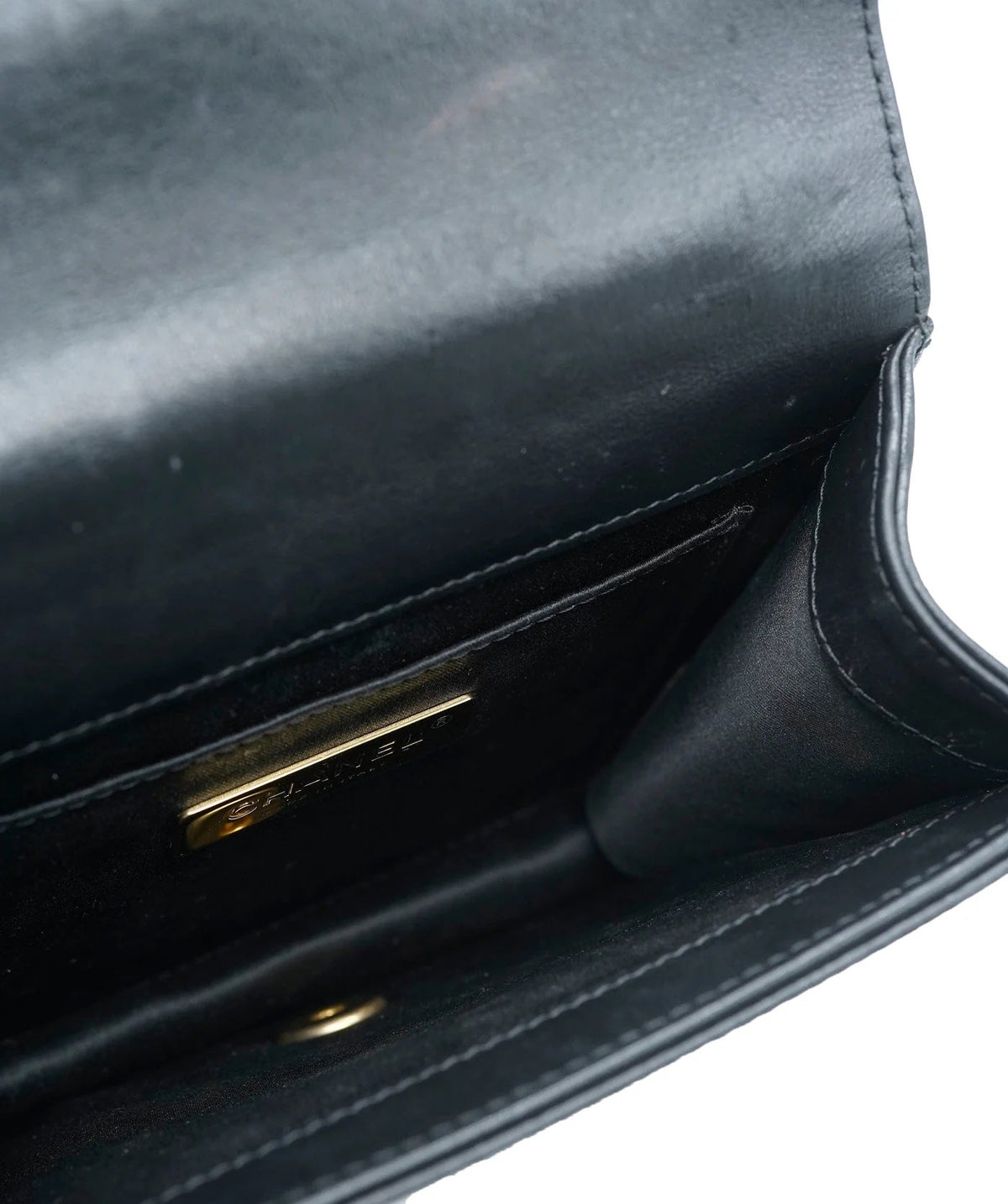Black Embossed Lambskin Coco Square Flap Bag