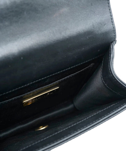 Black Embossed Lambskin Coco Square Flap Bag