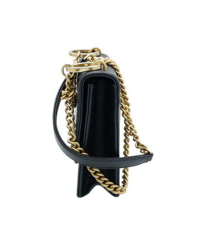 Black Embossed Lambskin Coco Square Flap Bag