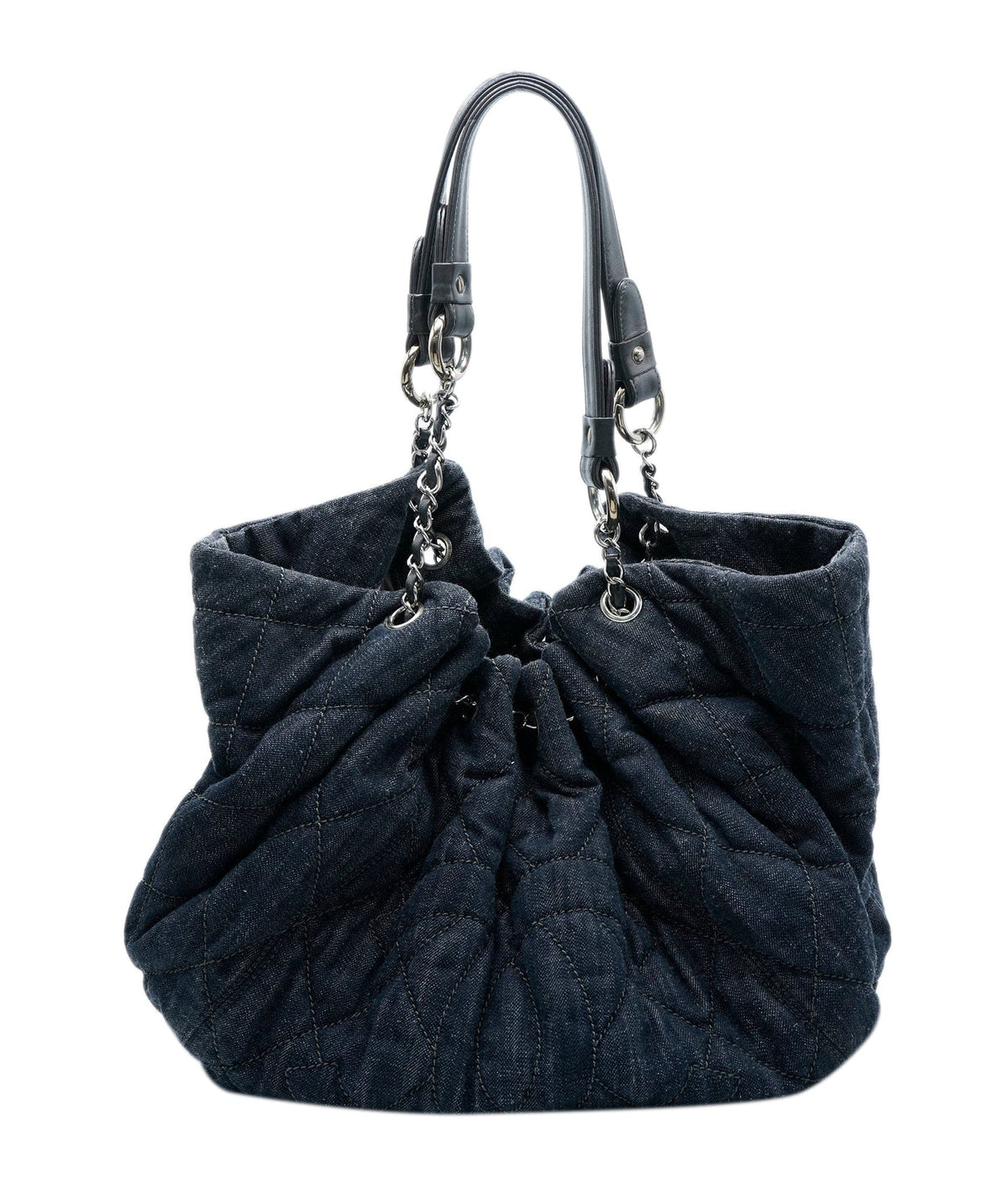 Navy Quilted Denim Coco Cabas Tote