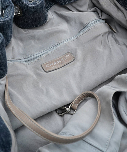 Navy Quilted Denim Coco Cabas Tote