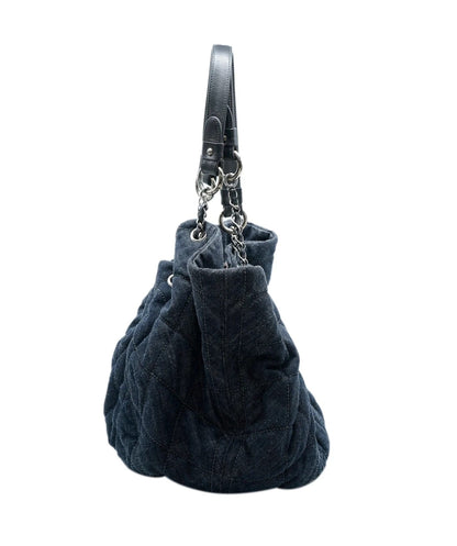 Navy Quilted Denim Coco Cabas Tote