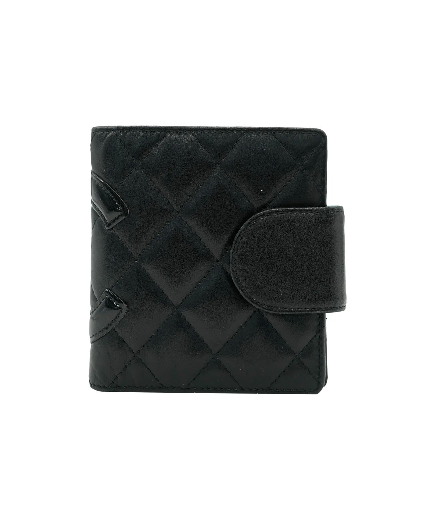 Black Quilted Lambskin Cambon Compact Wallet