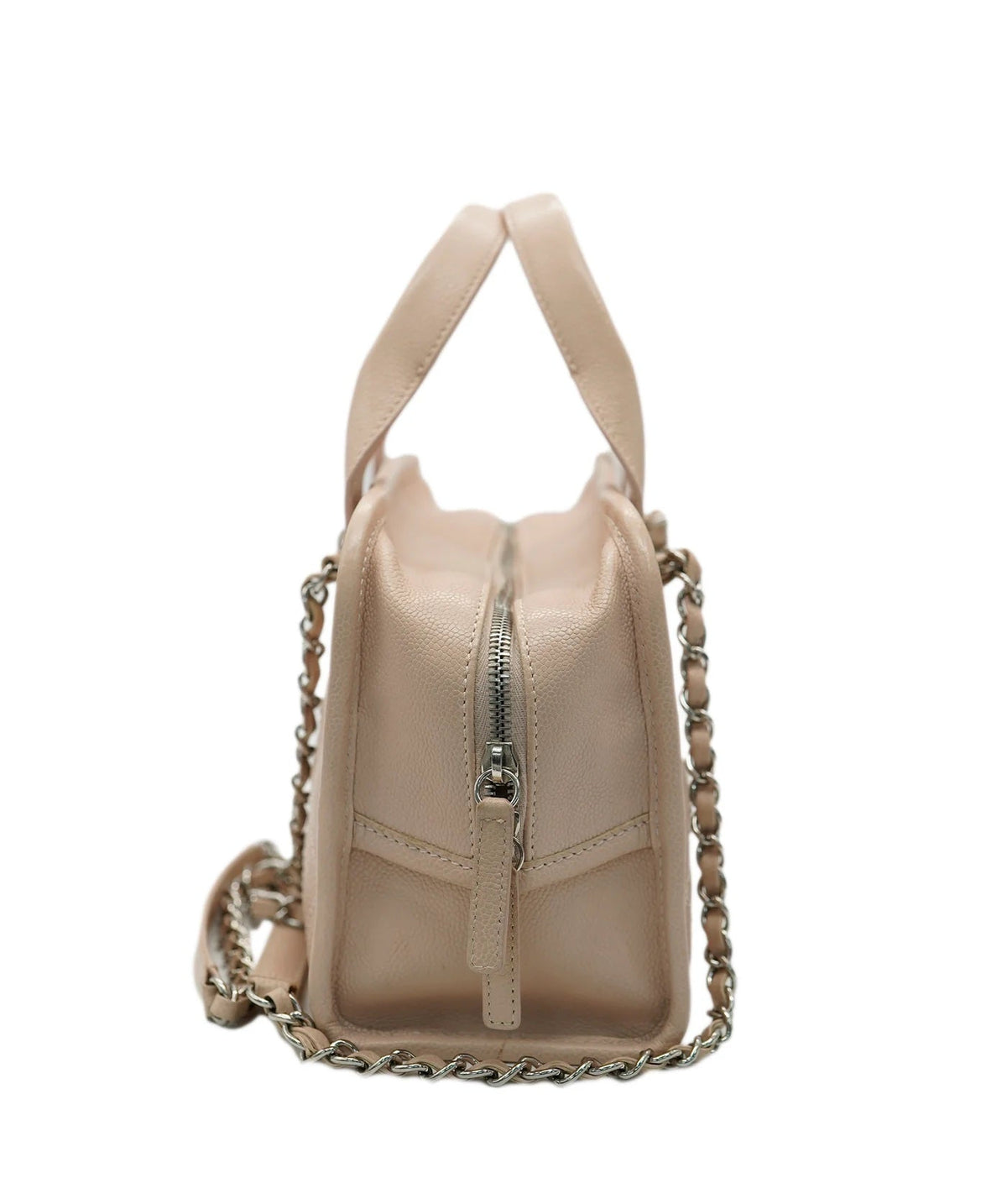 Pink Quilted Caviar Small Deauville Bowling Bag