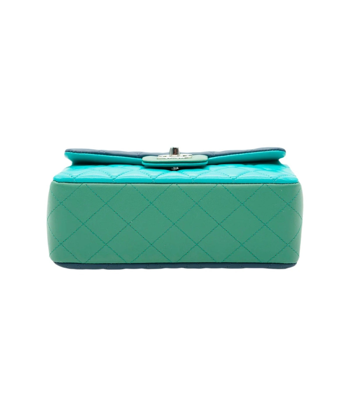 Green Blue Tricolor Quilted Lambskin Mini Rectangular Flap Bag