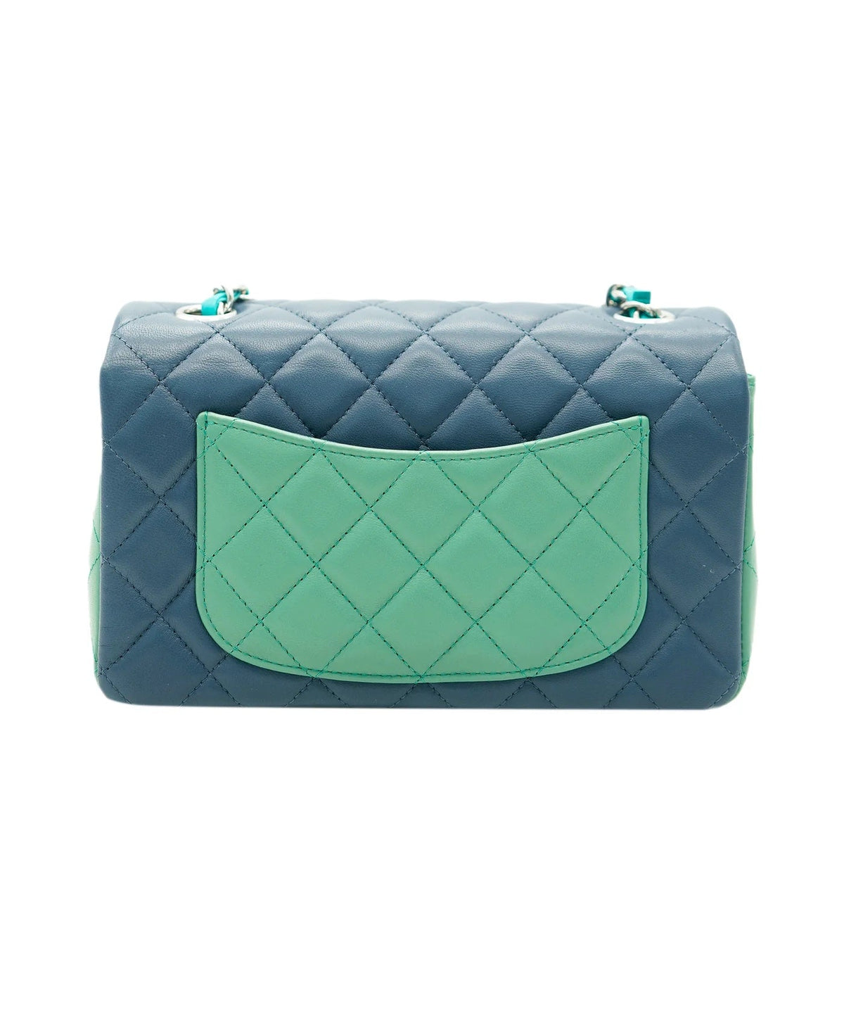 Green Blue Tricolor Quilted Lambskin Mini Rectangular Flap Bag
