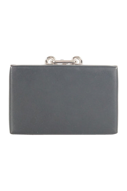 Balenciaga black leather with silver clasp clutch