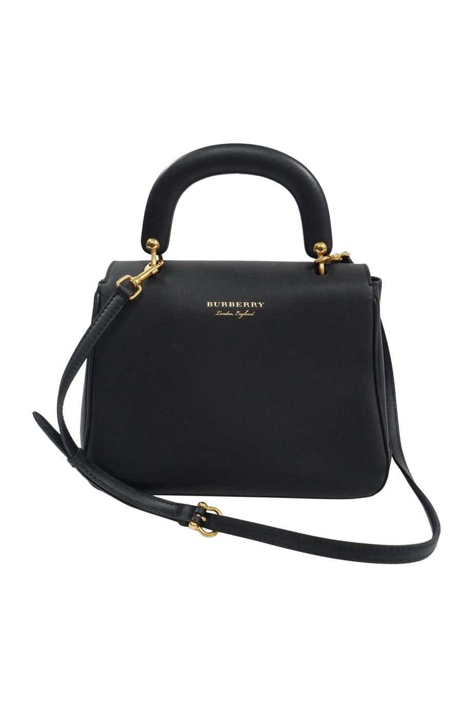 Burberry Black Medium Trench Leather DK88 Top Handle Bag with detachable shoulder strap