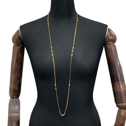 CELINE Triomphe Rhinestone Long Necklace Gold Vintage 52nahx