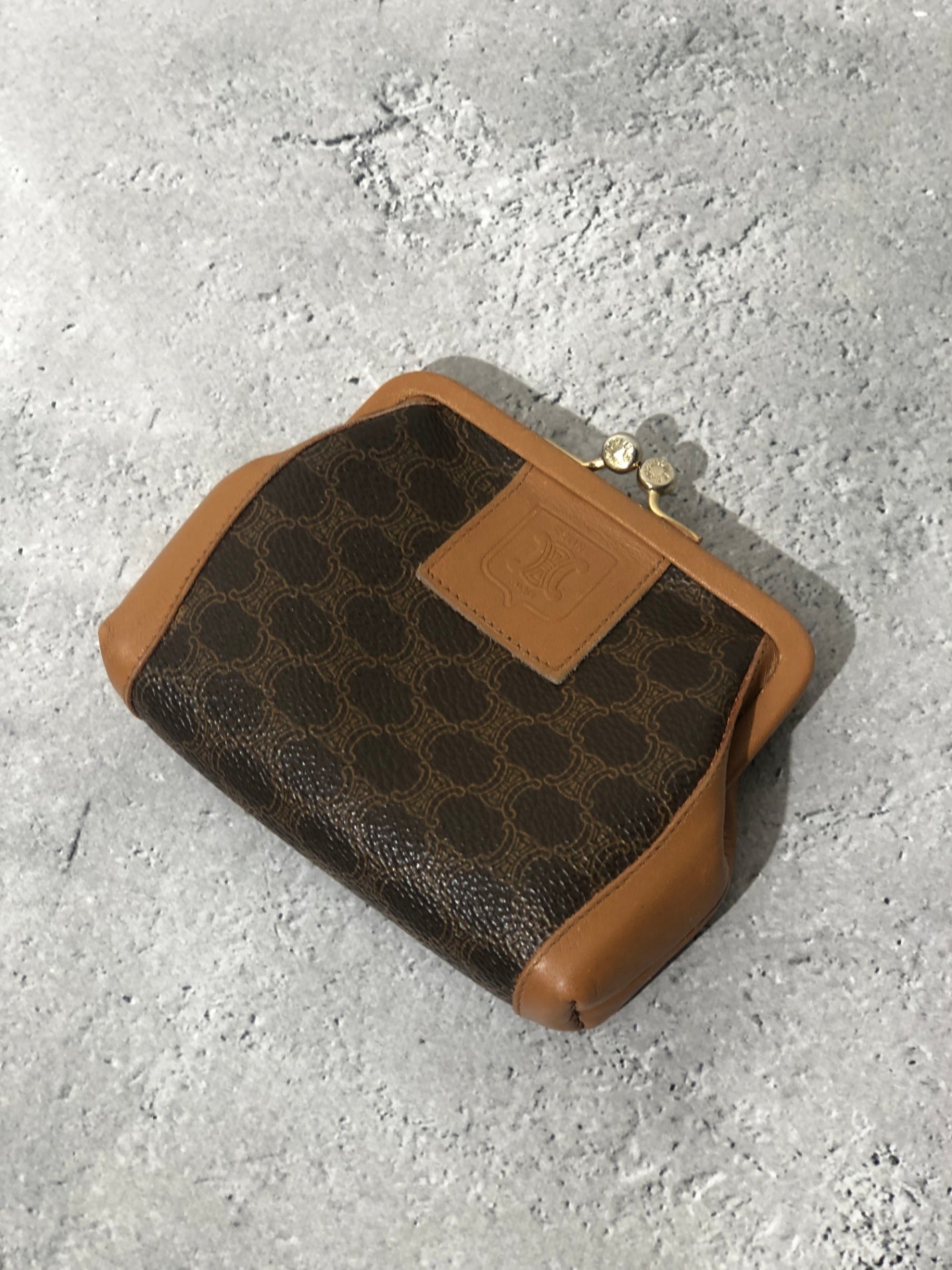 CELINE  Metal Clasp Coin Purse Brown Vintage g62ssc