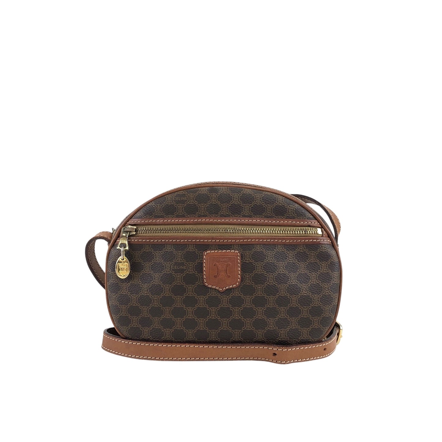 CELINE  Round Shoulder bag Brown Vintage 832m4p